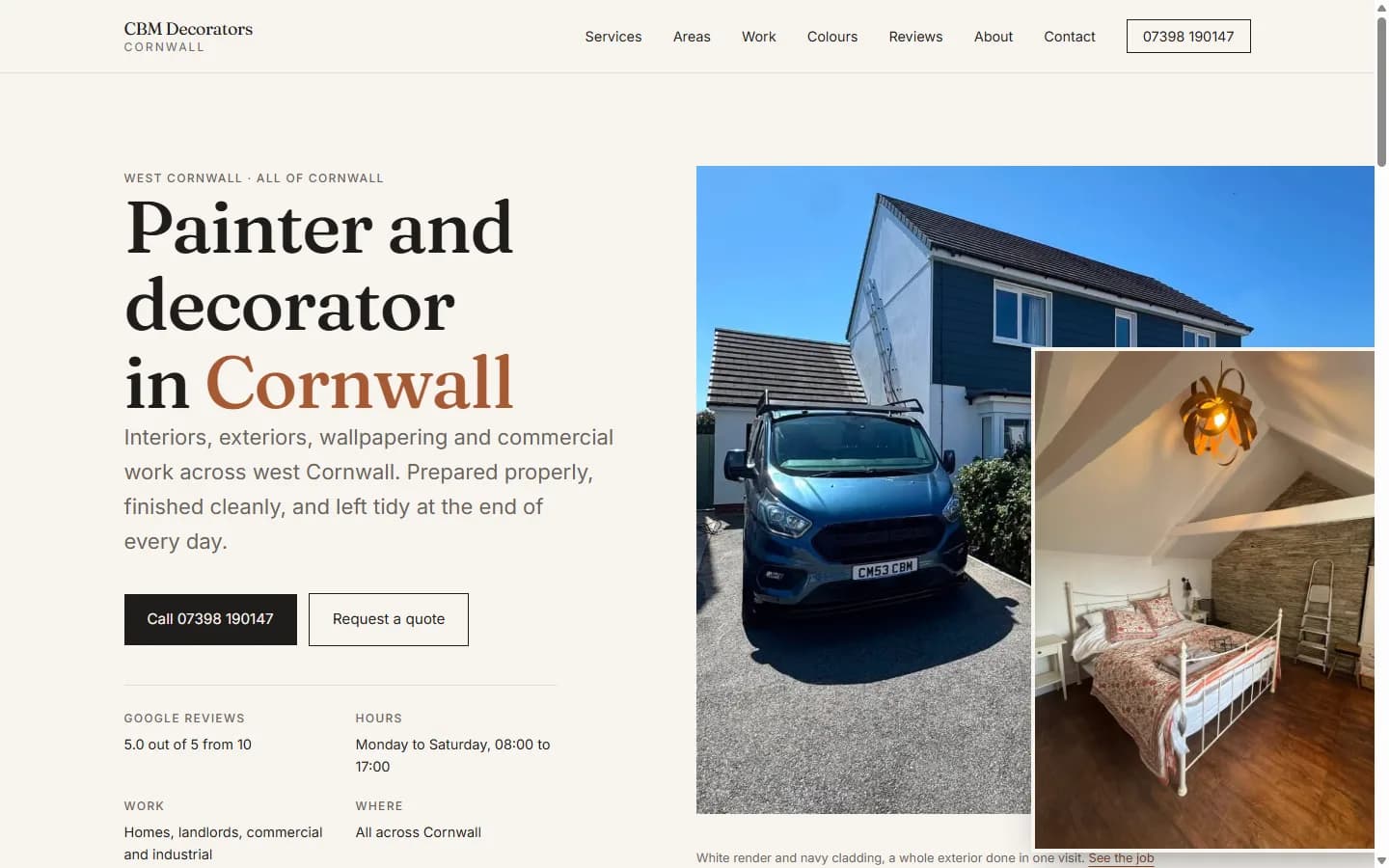 The CBM Decorators Cornwall website