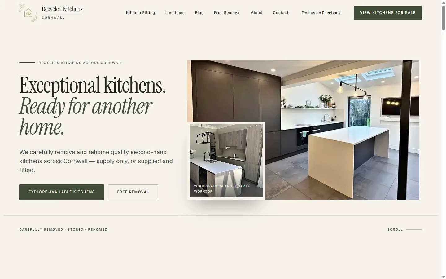 The Recycled Kitchens Cornwall website